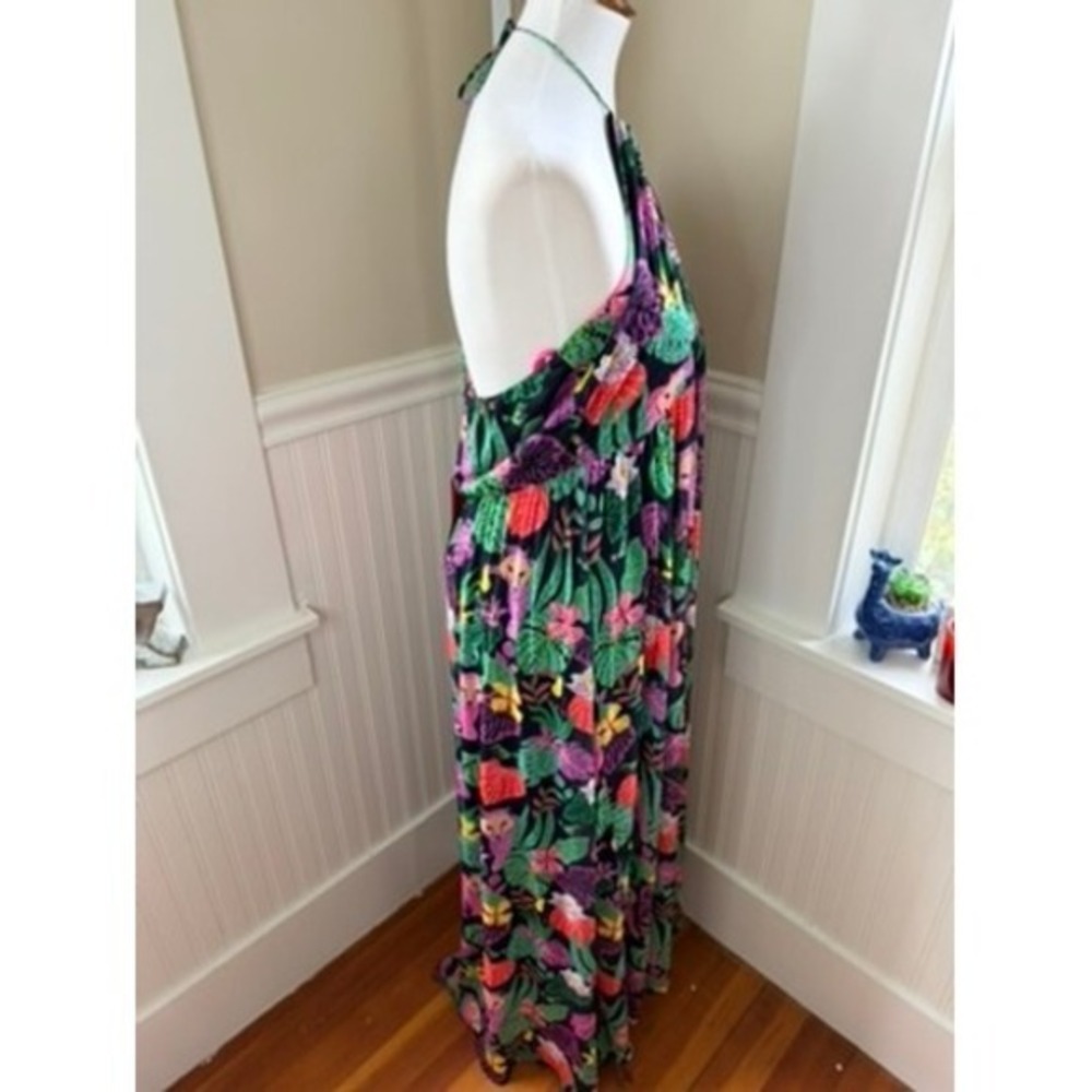NWT Betsey Johnson Paulina Halter Maxi Dress Tropical Jungle Print XXL - Picture 9 of 12